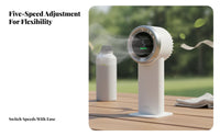 Powerful Airflow Handheld Turbo Fan Compact Design USB Fan with Digital Display Lightweight Cooling Device Long Battery Life for Travelers, Commuters, Students, Outdoor, Travel, Camping, Office