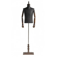 Textile-Covered Male Mannequin Torso Wooden Base Male Torso Mannequin Freestanding Standing Display Prop for Shop Window