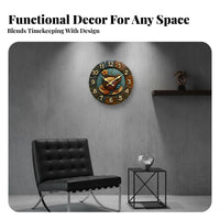 Creative Design Embossed Decorative Clock Battery Operated Round Kitchen Clock Easy to Read for Living Room, Office, Cafe