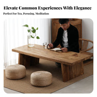 Long floor-low-level Coffee Table sturdy Wood Construction Japanese beverage Table low-height Living Room Furniture for Adults, Floor Seating, Balcony, Small areas