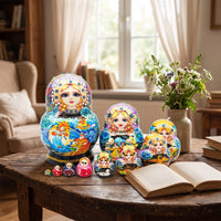 Nesting Doll with 10 Layers Wooden for Art Lovers