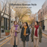 Korean Design Slim Knit Scarf for Women - Y2K Fashion Narrow Neck Warmer