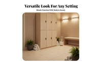Lockable Wooden Locker Unit Large Capacity Changing Room Cabinet with Lock Heavy-Duty Multi-Door Storage Locker Realistic Wood Grain for Employees, Students, Clients, Gym, Bathroom, Office, School