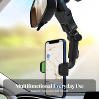 Car Mirror Phone Holder 360° Rotation Adjustable Car Phone Mount Adjustable Cellphone Cradle Hands-Unrestricted