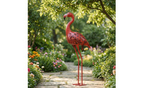 Flamingos Statue with Solar Light Weather-Resistant Metal Flamingos Garden Stake Rust-Resistant Lawn Ornament for Gardeners
