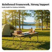 Compact Folding Table Foldable Collapsible Slat Table Roll-up Top for Travelers