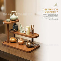 Wooden Desktop Storage Shelf for Office, Display Stand for Collectibles