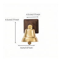 Vintage-Style Door Bell with Wooden Mount Adhesive-Backed Shopkeepers Bell Adhesive Door Chime Brass-Colored for Homeowners, Entryway, Storefront