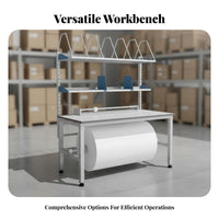 Packaging Workbench Anti Table with Roll Holder Multi-Functional Adjustable Packing Desk for E-Commerce Sellers, Factory, Mailroom