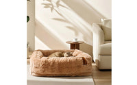Dog Bed with Raised Rim Luxurious Pet Bed with Bolster Bolstered for Young Dogs, Kittens, Indoor, Living Room, Crate