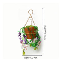 Hanging Plant Pot Ornament Beaded Plant Hanger with Beads Decorative Disco Ball Planter with Chain for Window, Porch, Balcony