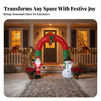 Red and Green Christmas Arch Snowflake Print Inflatable Arch