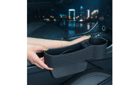 Space Filler with USB Universal Fit Seat Space Storage Box Prevents Items from Falling Car Storage Box with Beverage Holder Holder