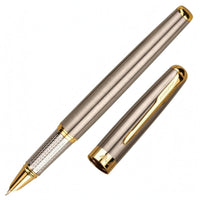 Two-Tone Steel Fountain Pen with Pocket Clip Silver and Gold Fountain Pen Classic Writing Instrument Refillable for Professionals, Calligraphers, Women, Office, Gift, Signature