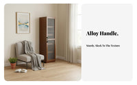 Narrow Storage Cabinet with Fluted Door Space-Saving Design Fluted Door Storage Single Piece Tall Shelving Storage Cabinet for Home Dwellers