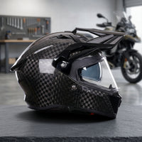 Lightweight Carbon Fiber Helmet | Aerodynamic, Helmet with Peak Visor, for Motorcycling