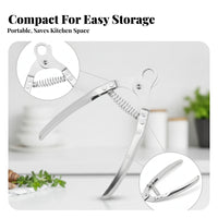 Stainless Steel Snail Tail Cutter Pliers Curved Handles Spring-Loaded Snail Pliers Riveted Joint Manual Tool Silver Finish