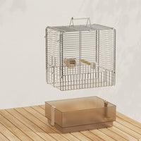 Folding Bird Cage with Top Handle, Portable Bird Cage in Stainless Steel Metal, Small Bird Cage for Outdoor Travel