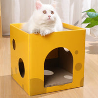 Sturdy Construction Cheese Box Cat Scratcher Long-Lasting Cardboard Cat Scratcher