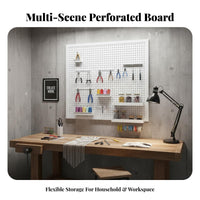 Wall Mounted Organizer Board Space Saving Wall Mount Pegboard Panel Versatile Perforated Display Panel for Crafters, Kitchen, Retail Store, Office