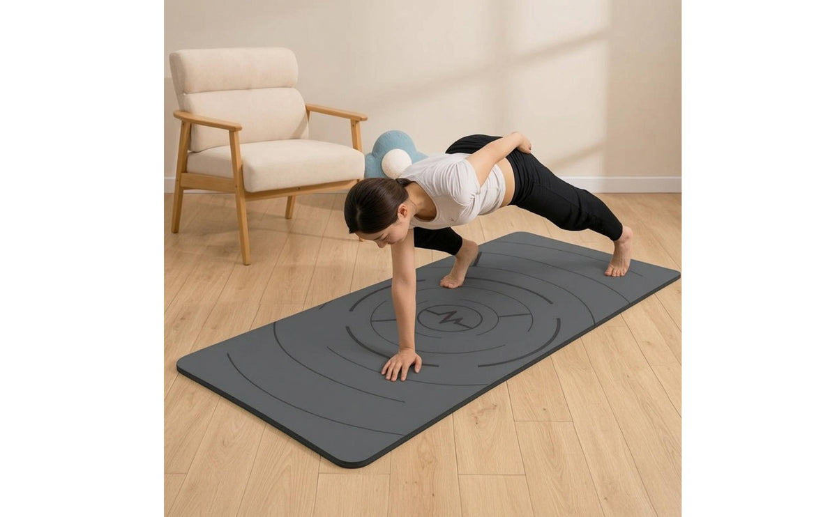 Double-Sided Non-Slip TPE Exercise Mat with Straps Thick Cushioned Fitness Mat with Bag Extra-Wide Shock-Absorbing for Adults, Yogis, Home Workouts, Stretching