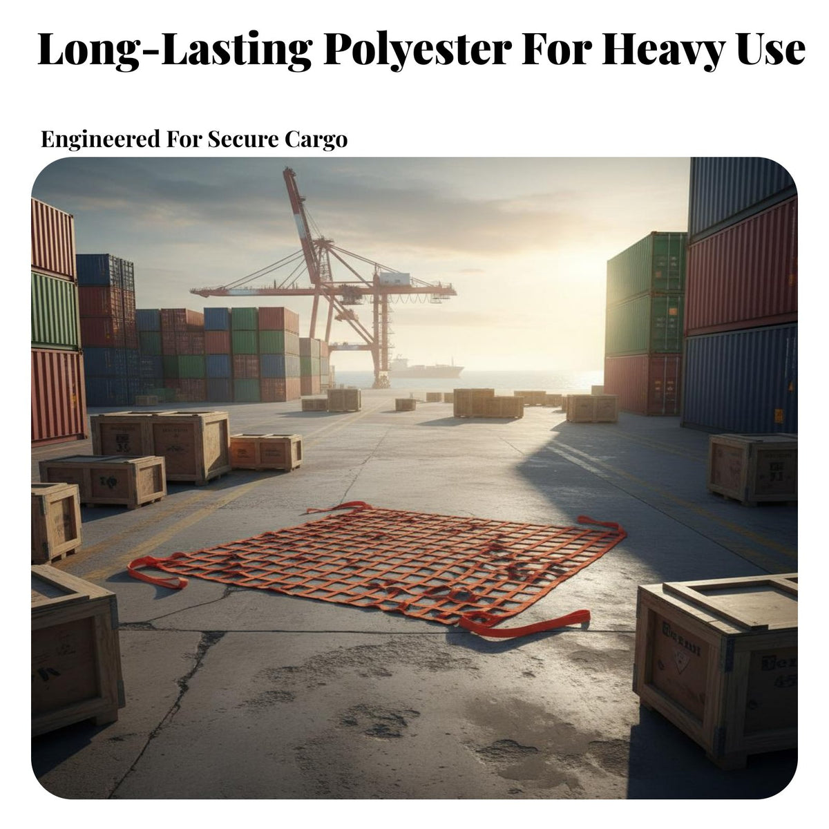Polyester Cargo Strapping Net Stable Load Bearing Cargo Lifting Net Resilient for Crane Workers, Logistics Personnel Docks, Loading, Unloading