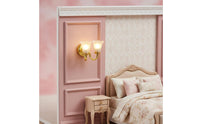 Double Head Dollhouse Wall Lamp Illuminates Miniature Floral Wall Sconce Dollhouse Brightness Fixture Collector Quality