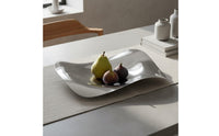 Modern Design Irregular Wave Tray Mirror Finish Stainless Steel Decorative Tray Easy to Clean Silver Metal Fruit Bowl Rust-Resistant for Dining Table, Living Room