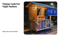 Multi-Purpose Antique Design Pushcart Mobile Snack Cart Market Display Cart for Caterers, Small Business Owners, Event Organizers