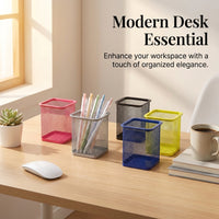 Desk Organizer for Study Table, Metal Mesh Pencil Holder for Lightweight Desktop Pen Organiser, Colorful Storage Solution