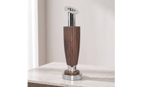 Wood Vase with Metal Base Mixed Material Walnut Wood Vase Modern Vessel for Reception Desk