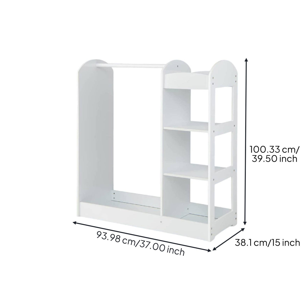 Kids Dress up Center with Mirror Rounded Corners Kids Armoire with Shelves Easy to Clean Young Child Dress up Wardrobe for Bedroom, Daycare