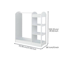 Kids Dress up Center with Mirror Rounded Corners Kids Armoire with Shelves Easy to Clean Young Child Dress up Wardrobe for Bedroom, Daycare