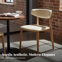 Upholstered Wooden Side Chair Nordic aesthetic Dining Seat Minimalist Design Home Furniture for Small Space Dwellers, Families, Kitchen, Cafe, Living Room