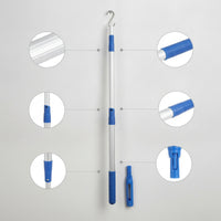 Telescoping Swimming Pool Cleaning Pole Anti-Slip Aluminum Pool Pole with Plastic Grip Ribbed Rust Proof for Spas