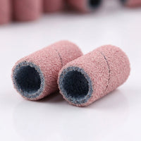 Ceramic Sanding Bands for Nail Drill with Mandrel Bits, 100 Pieces Pink Manicure File Sleeves for Shaping and Cuticle Removal, 3.0mm