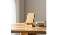 Wooden Phone Stand Handshands-off Desktop Phone Holder Wooden Stand with Ledge Minimalist Angled for Desk, Screen Calls