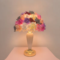 Rose Table Lamp Decorative Flower Lamp Lighting Floral Dome-Shaped for Women, Bedroom, Bedside
