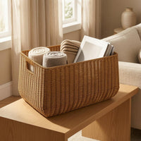 Braided Container Basket Open-Top Organizing Bin Sturdy Home Storage Unit