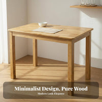 Solid Wood Dining Table Space Saving Rubber Wood Dining Set Square Wooden Table for Homeowners, Families, Morning Meal Corner, Cafe, Living Room