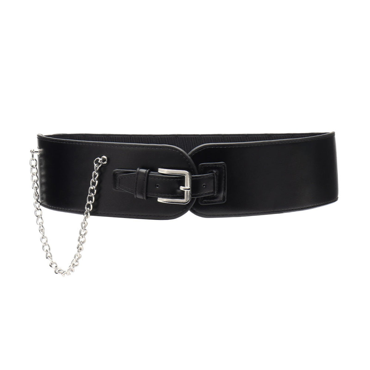 Easy to Match Wide Waist Belt Stretchy Wide Elastic Belt Decorative Chain Fashion Accessory for Women