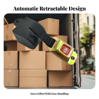 Retractable Pallet Strap Push Button Release Self-Locking Fastening Strap Reusable Automatic Cargo Binder for Truck Drivers, Tradesmen, Factory