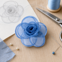 Handmade Korean Style Ribbon Rose Flower Applique for DIY Hair Accessories and Brooches