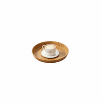 Round Wood Grain Tray Easy to Clean Wood Look Serving Plate Polished Surface