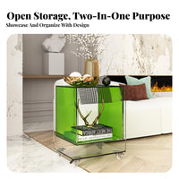 Modern Design Transparent C-Table Built-in Storage Nightstand Minimalist aesthetic Household Furniture Space-Saving for Apartment Dwellers, Interior Designers, Homeowners, Living Room, Bay opening Area, Small Spaces, Entryway