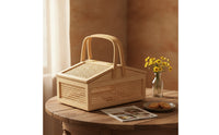 Woven Basket with Lid Handwoven Wicker Basket with Lid Portable for Home Storage