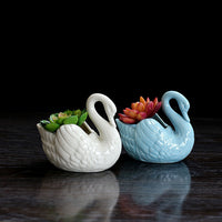 European Style Ceramic Swan Planter for Hydroponic & Succulent Plants, Desktop Flower Pot