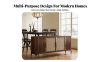 Wabi-Sabi Aesthetic Rattan Door Credenza Japanese design Entryway Console Woven Doors Sideboard Multi-Functional for Homeowners, Apartment Dwellers, Renters, Hallway, Living Room, Bedroom, Kitchen