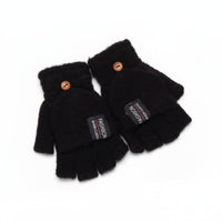 2 Pieces Fold-over Gloves Korean Design Fold-over Fingerless Gloves Half Finger Mittens Gender-Neutral Transformable Mittens