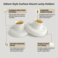Ceiling Light Fitting with E27 Lamp Holder for Home Lighting, Heat Resistant Bulb Holder for E27 Lamp, Round Base Ceiling Pendant, 78mm Diameter